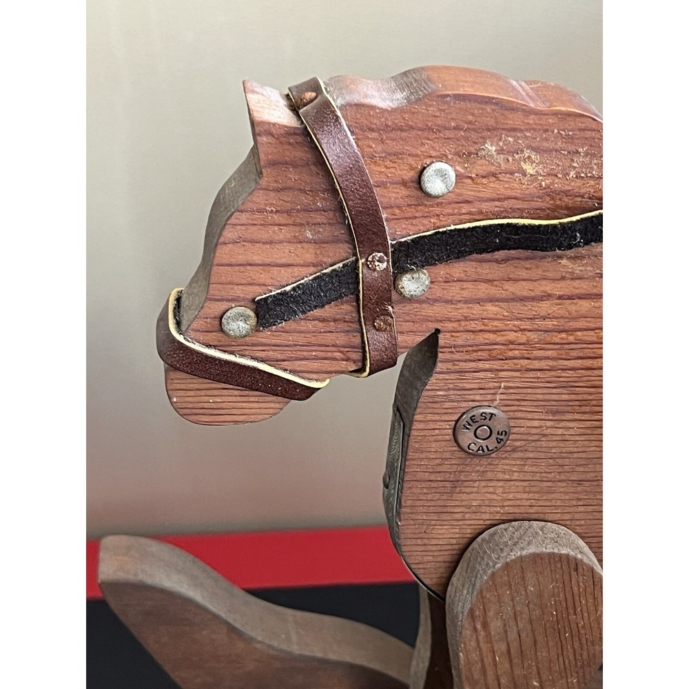 HANDMADE WOODEN ROCKING HORSE 9H X 11L X 5W SEE VIDEO (742) - Picture 10 of 12